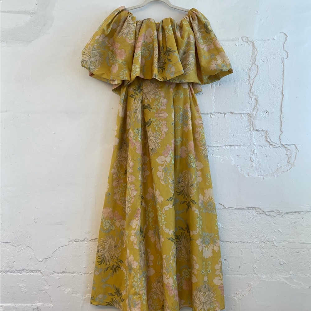 H&M Floral Off-Shoulder Dress - Yellow and Green